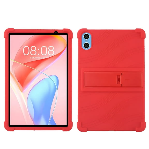 GJX For Tablet 10.1 inch Case Tablet Shockproof Cover Android 13 Tablet Kids Silicon Stand Protective Shell Soft Red
