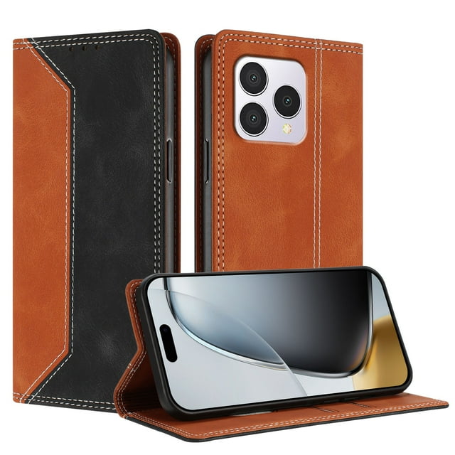 Phone Case for Cubot A40 FOXDOCK Premium Leather,Creative Dual-Color Cover with Card Slot,Shockproof