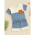 thumbnail image 3 of FEORJGP Toddler Baby Boys Casual Shorts Set 0-3Y Infant Short Sleeve T-shirt Crew Neck Shirt Contrast Color Tops with Elastic Waist Shorts Newborn Loose Summer Daily Outfit, 3 of 9