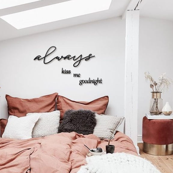 SUSSEXHOME Always Kiss Me Goodnight Metal Wall Art - Romantic Bedroom Decor, 4-Piece Set, Modern Style