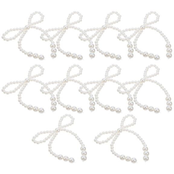 TEHAUX Versatile White Plastic Bowknot Cupcake Toppers for Party Use