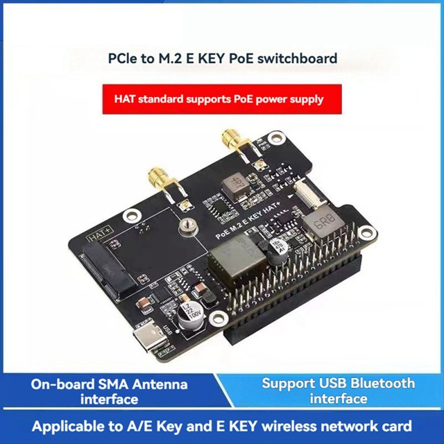 Para 5 PCIe A M.2 e KEY con PoE HAT+ Tarjeta de Expansión BE200 Tarjeta de Red Inalámbrica Tribanda para RPI 5