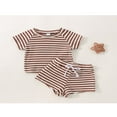 thumbnail image 4 of Infant Girls Summer 2PCS Outfit Sets Striped Top Drawstring Shorts Yellow 18-24 Months, 4 of 10