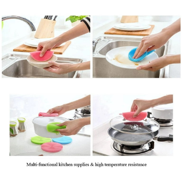 3-Pack Silicone Dish Sponges - Multi-Functional Kitchen Scrubbers and Dish  Washing Brushes for Efficient Cleaning TIKA
