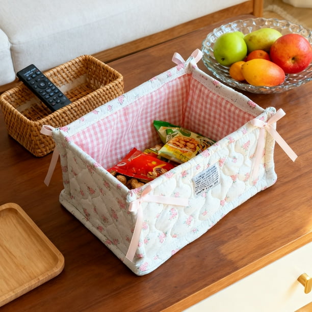 Cesta de algodón Cesta de almacenamiento de escritorio Cesta de almacenamiento de refrigerios y artículos diversos Bolsa organizadora de cosméticos Contenedores de almacenamiento Contenedores de almac