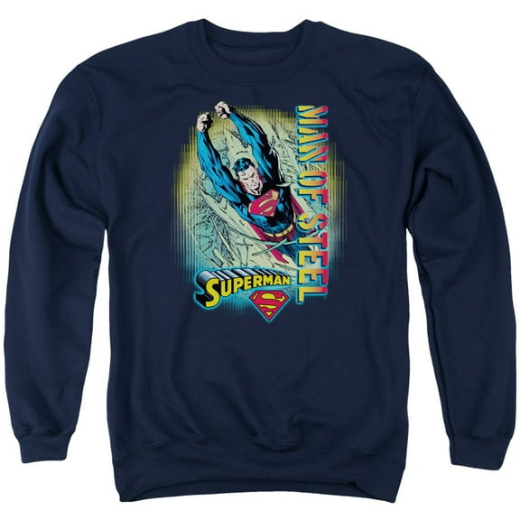 Superman Breakthrough Adult Crewneck Sweatshirt Navy