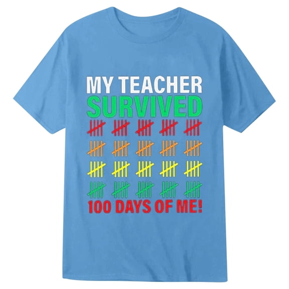 YUEHUA Toddler Kids Happy 100th Day of School 100 Days of School Teacher Student T-Shirt