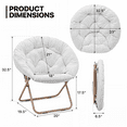 thumbnail image 2 of MoNiBloom Set of 2 Folding Saucer Chair for Adult, Oversized Round Cozy Moon Chair for Kids Boys Girls, Metal Frame Lounge Chair for Bedroom, White, 2 of 10