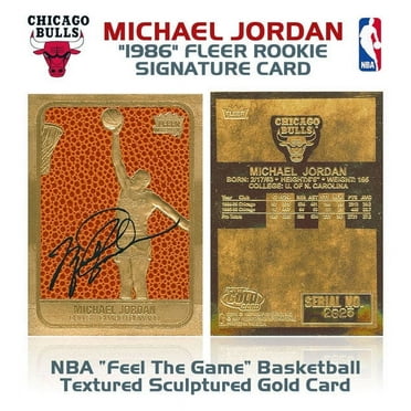 MICHAEL JORDAN 1986 Fleer ROOKIE Feel The Game Signature 23KT Gold Card Sculpted
