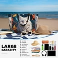thumbnail image 5 of Pofeuu White Wolf With Flowers Print Beach Bag,Waterproof Sandproof Beach Tote Bag, Large Capacity Foldable Beach Bags for Women, 5 of 7