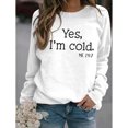 thumbnail image 3 of Sudadera de manga larga con estampado de letras y cuello redondo para mujer, estilo informal, para otoño, blanco, XXL, 3 of 5