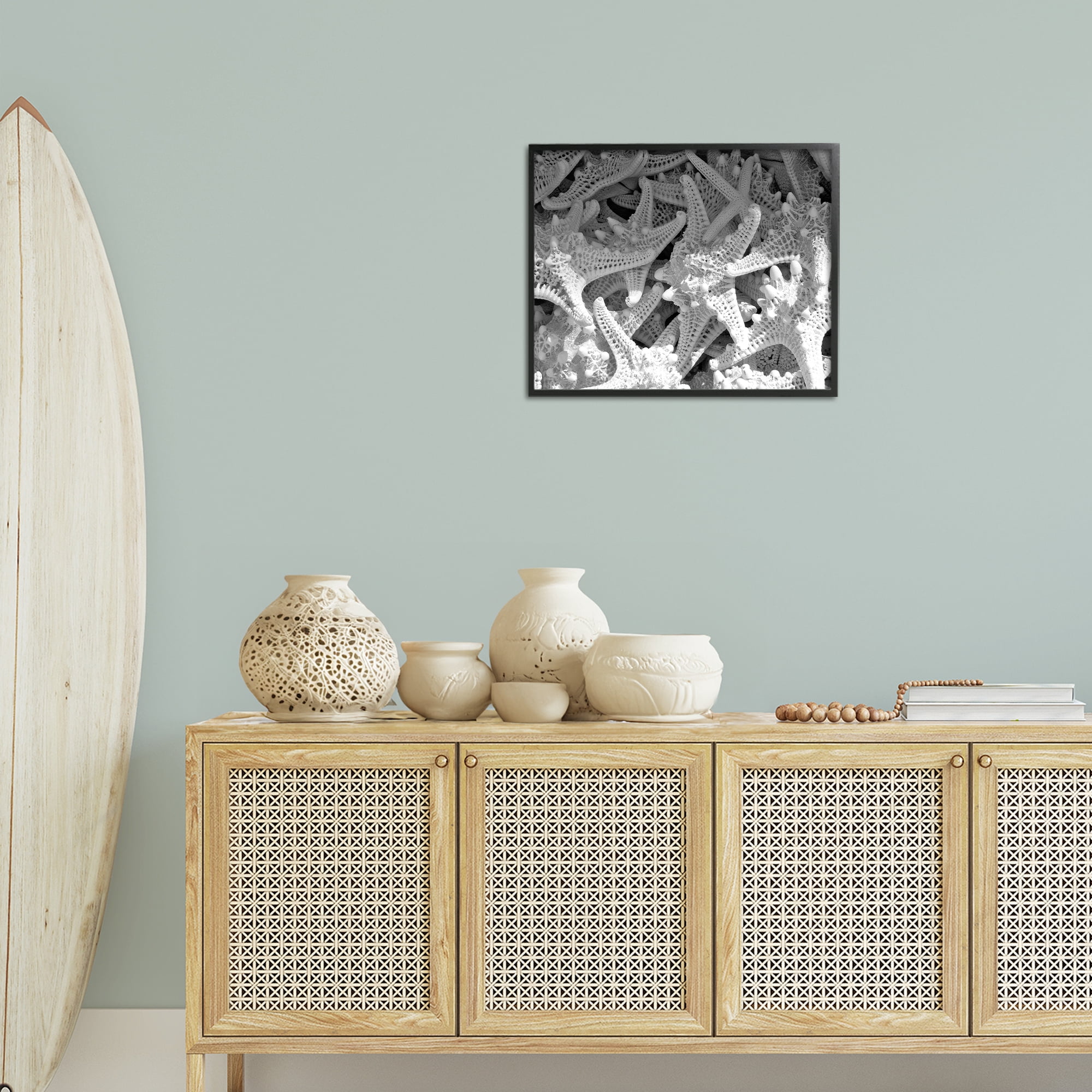 Stupell Industries Nautical Starfish Pile Coastal Photography Black Framed Art Print Wall Art, 20 x 16
