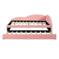 thumbnail image 6 of Euroco Full Size PU Upholstery Daybed, Tufted Sofa Bed with Trundle for Kids Teens Bedroom, Pink, 6 of 13