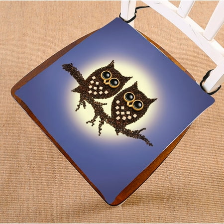 

PHFZK Animal Chair Pad Funny Coffee Owl Sitting Branch at Night Seat Cushion Chair Cushion Floor Cushion Two Sides Size 20x20 inches