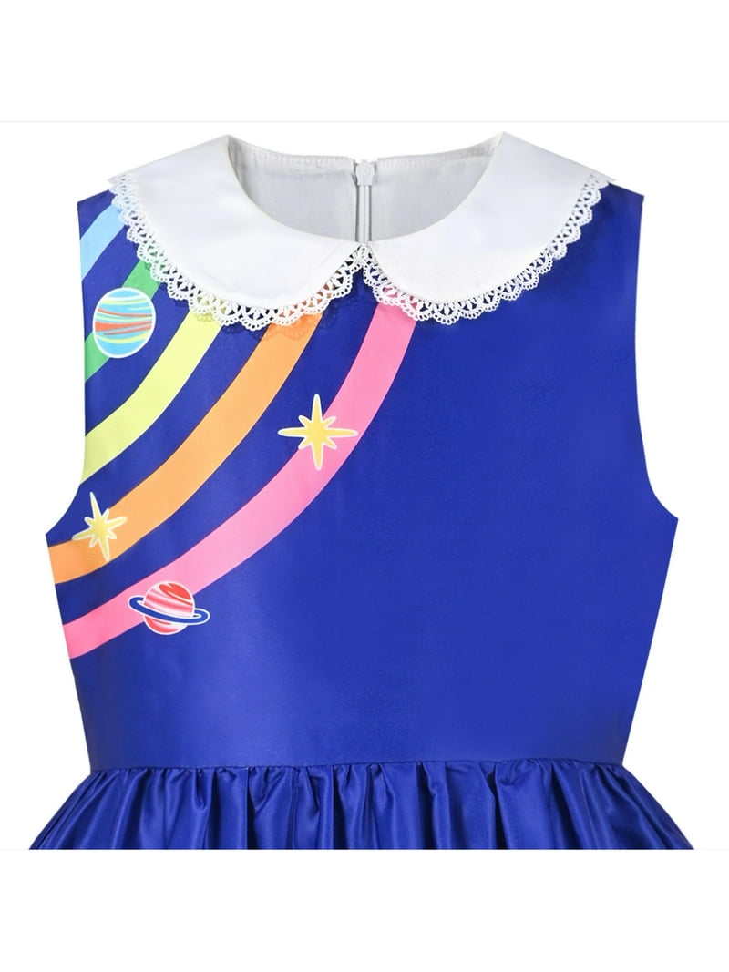 Girls Dress Blue Rainbow Universe Star Planet Earth Casual Sleeveless 12  Years - Walmart.com