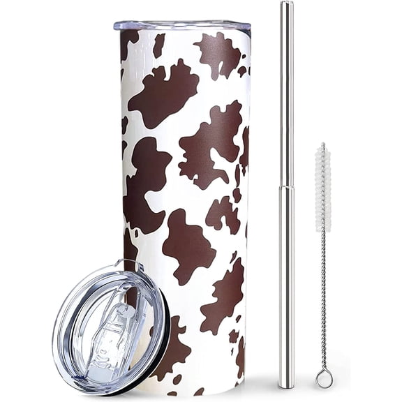 Cow Print Tumbler-Cow Gifts for Women Themed Gifts 20oz Tumbler for Coffee Cow Tumblers for Women Cow Girl Assecories Adorn Stuff Cow Cup