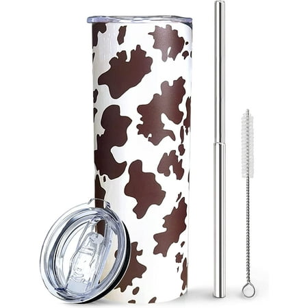 

Cow Print Tumbler-Cow Gifts for Women Themed Gifts 20oz Tumbler for Coffee Cow Tumblers for Women Cow Girl Assecories Adorn Stuff Cow Cup