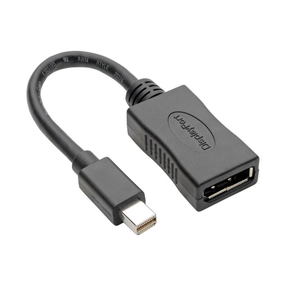 Tripp Lite Mini Displayport To Displayport Adapter 4k @ 60hz Mdp To Dp 6in Displayport Cable Mini Displayport Male To Displayport Female 6 In Shielded Black 4k Support