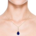 thumbnail image 4 of ANGARA Lab Grown 6.5 Ct Blue Sapphire Teardrop Pendant with Diamonds for Women in 14K Yellow Gold (Size-14x10mm) | Anniversary, Jewelry Gift for Women | Lab-Grown Blue Sapphire Necklace, 4 of 8