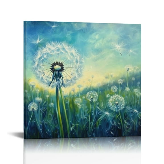Achng Dandelion Wall Art Wildflower Painting Canvas Prints Abstract Green Nature Landscape Pictures for Living Room Dandelion Floral Posters White Flower Artworks Bathroom Bedroom