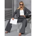thumbnail image 6 of Women'S 2 Piece Casual Outfits Cropped Blazer Jackets High Waisted Wide Leg Work Pants Suit Set Dark Gray XXL, 6 of 9