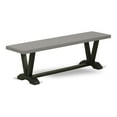 thumbnail image 1 of Pemberly Row Contemporary V-Style 15x60" Wood Dining Bench in Black/Gray, 1 of 5