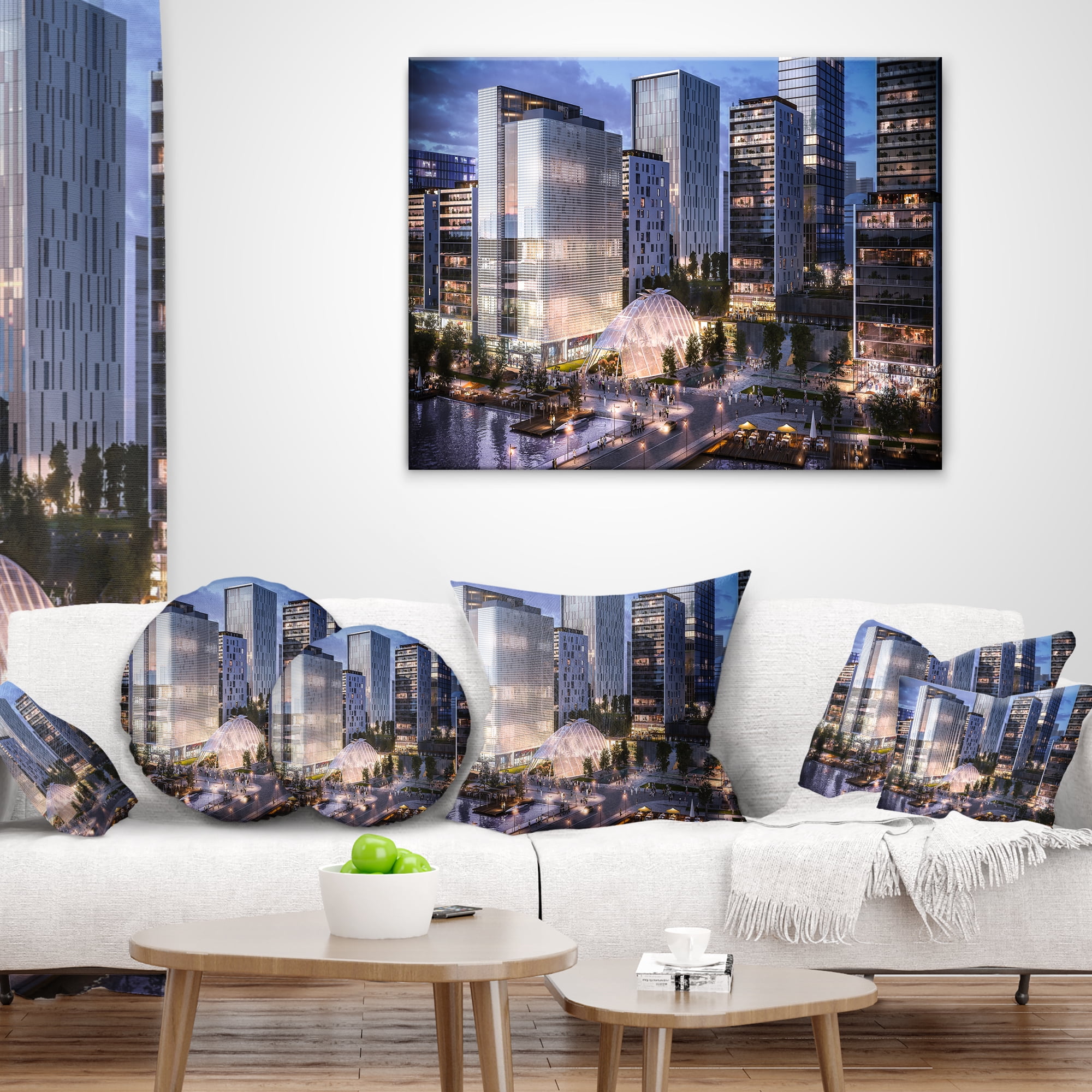 Designart Residential Complex Close up - Cityscape Photo Throw Pillow - 16x16