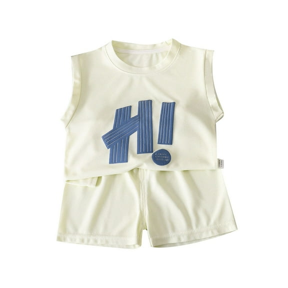 Hienoo Little Boys Casual Outfits Summer Letter Print Tank Top Shorts Set, Sizes 5-6Y