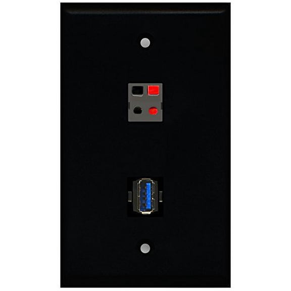 RiteAV - Black 1 Port USB 3.0 1 Port Speaker Wall Plate