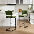 thumbnail image 3 of Zesthouse 30" Bar Stools Set of 2, Tufted Velvet Bar Height Stools Chairs with Back and Metal Legs, Mid Century Modern Barstools for Kitchen Island, Green, 3 of 11