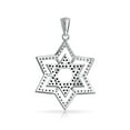 thumbnail image 2 of Bling Jewelry Womens Black White CZ Star of David Pendant Necklace Silver, 2 of 4