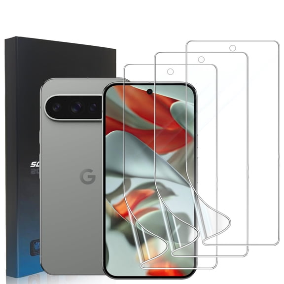 ZYQEEE 3 Pack Clear Screen Protector for Google Pixel 9 Pro XL - 6.8", HD Hydrogel Soft TPU Protective Film, Fingerprint Compatible, Case Friendly [Not Tempered Glass]