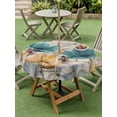 thumbnail image 4 of Outdoor Tablecloth with Umbrella Hole for Patio/Picnic/Party/Camping, Watercolor Flowers Waterproof Table Cloth Round Cover Washable, Vintage Tulips Floral Barn Doors Wood Grain (Dia 54"), 4 of 8