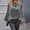 thumbnail image 5 of Tqcoqu Women's Mock Turtleneck Velvet Top,Long Sleeve 2026 Fall Velour Shirts,Trendy Loose Dressy Casual Blouse Daily Wear, 5 of 8