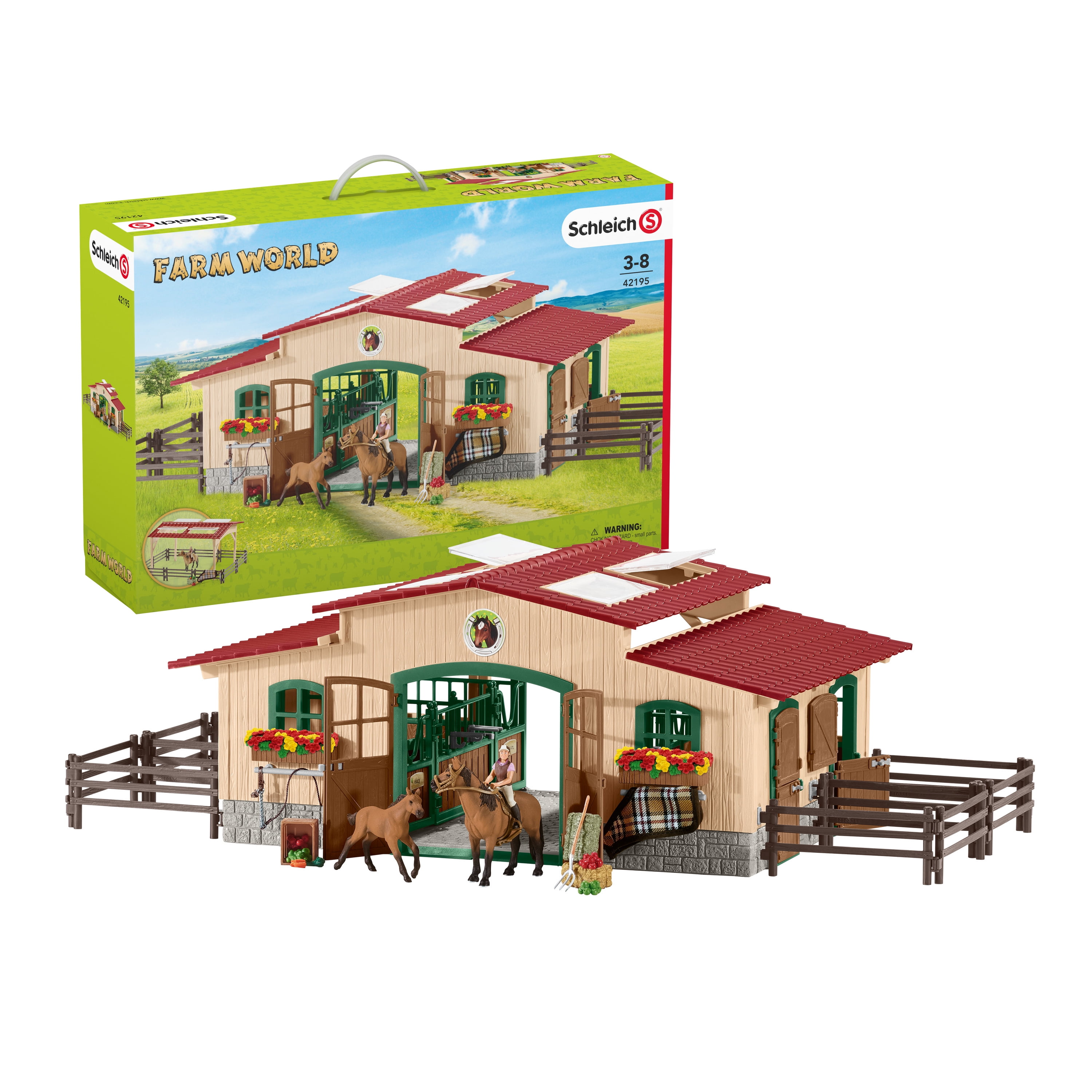 NEW 100 Parts For Schleich farm horse stable Fences Trees Accessories Horse Paddock 