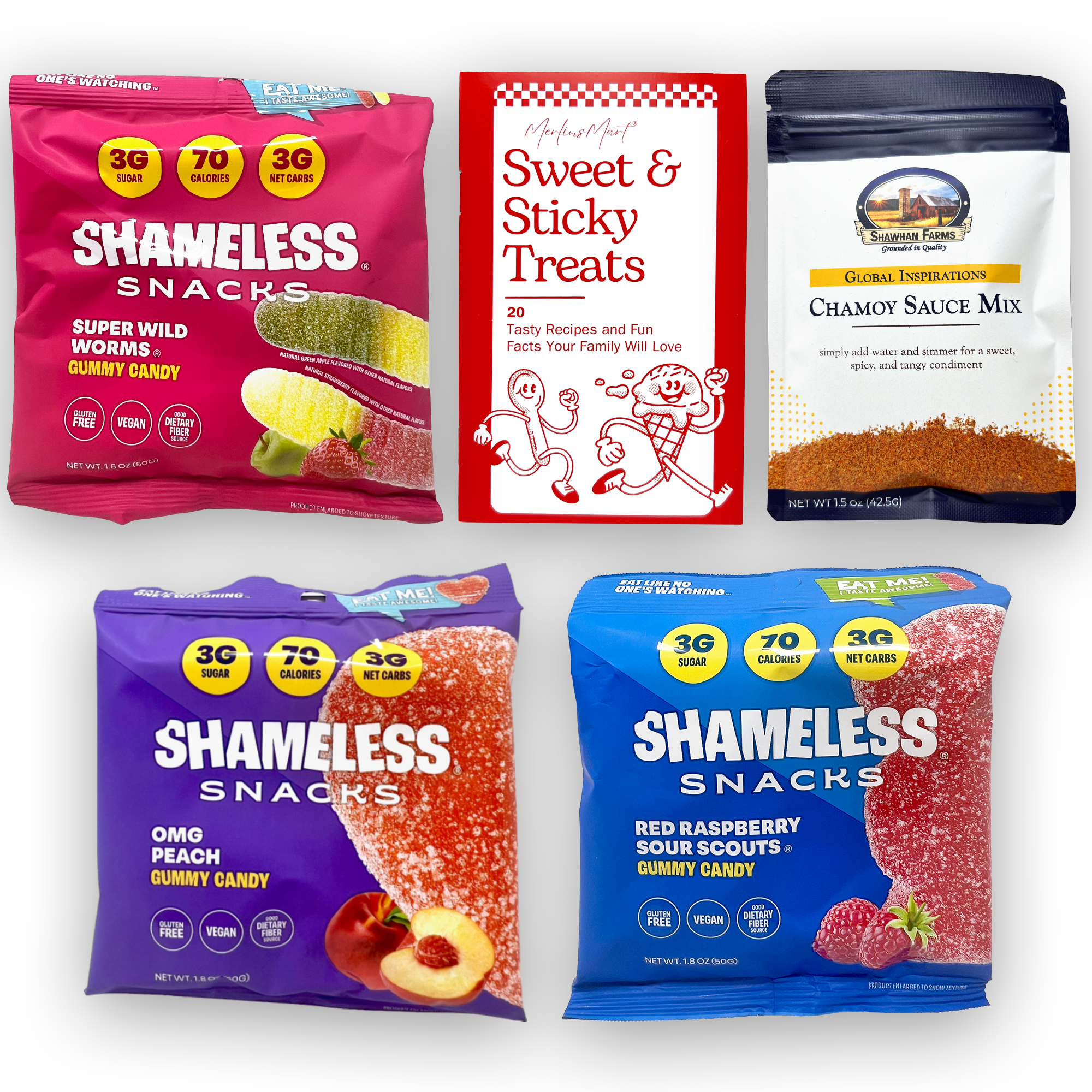 Shameless Snacks Gummy 3-Flavor Set with Chamoy Mix, MerlinsMart Zine