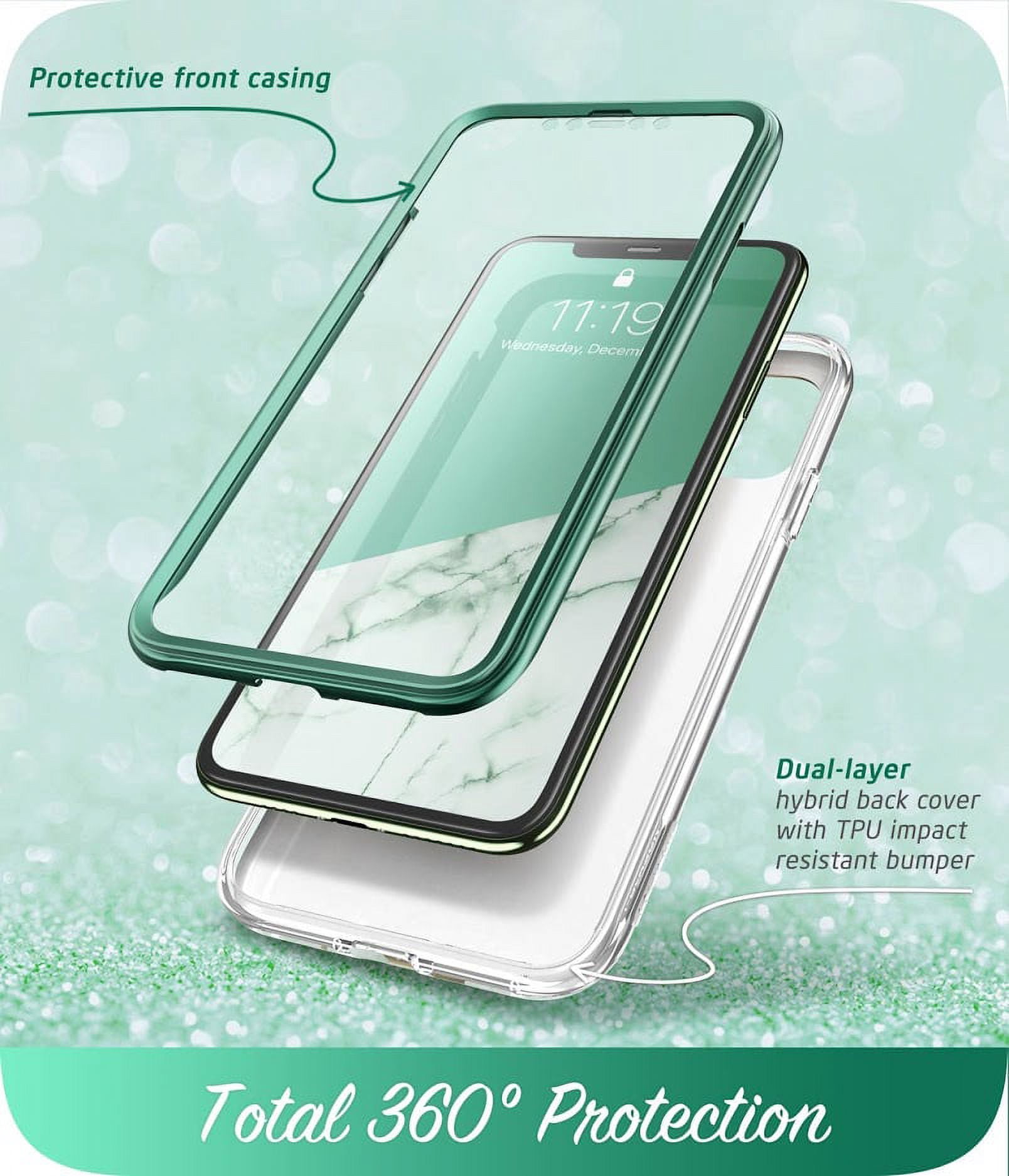 i-Blason Cosmo Series Case for iPhone 11 (2019 Release), Slim Full-Body Stylish Protective Case with Built-in Screen Protector, Green, 6.1''