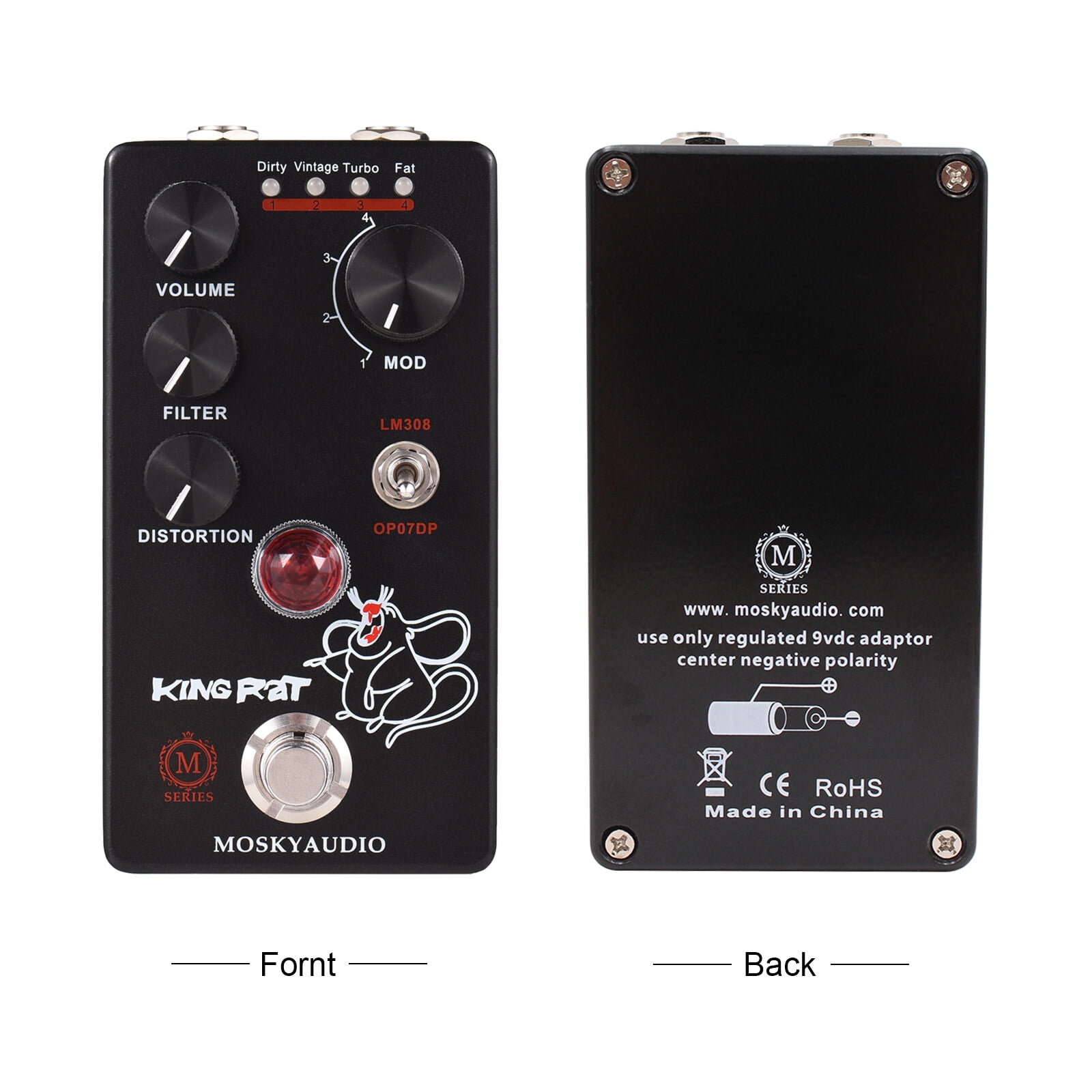 MOSKYAudio Effect maker,Rat Portable Processor Fuzz Pedal - Mode Switch Portable 4 Mode QISUO SIMBAE Ele KI Maker RAT