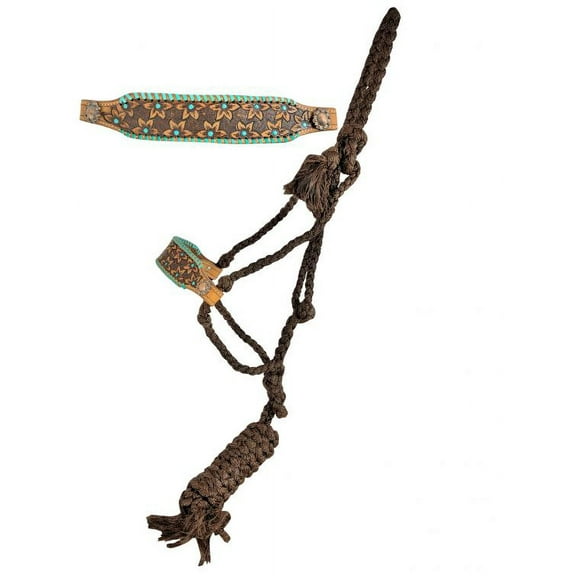 Showman Brown Nylon Mule Tape Halter w/ Floral Tooled Noseband