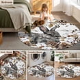 thumbnail image 5 of Round Rug 3.3Ft Washable Non-Slip, Grey Rabbits Circle Area Rugs for Living Room Bedroom, Pine Cones Brown Plants Farmhouse Wooden Indoor Floor Mats Carpet Runner for Home Decor Aesthetic, 5 of 8