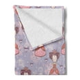thumbnail image 2 of Tea Party Soft Flannel Fleece Throw Blanket, Princess with Teacups Abstract Floral Background Gothic Design Print, Cozy Plush for Indoor and Outdoor Use, 50" x 70", Lilac Pink Coral, by Ambesonne, 2 of 5