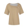 thumbnail image 4 of Usted Es Más Que una Camisa de Puntuación de Prueba, de Moda Casual Color Sólido Botón de Manga Corta Cuello en V para Mujeres, 4 of 7