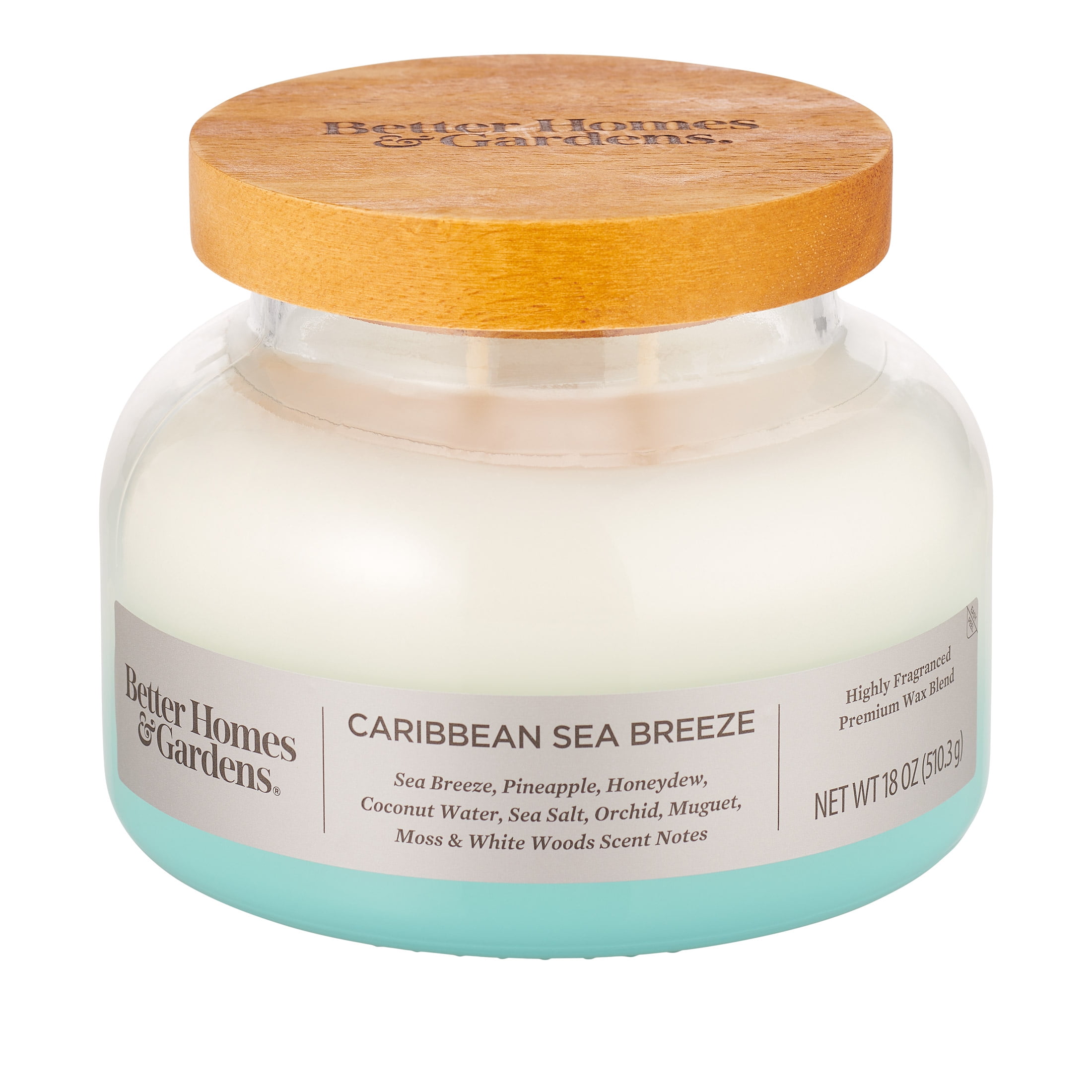 (2 pack) Better Homes & Gardens Caribbean Sea Breeze Scented 2-Wick 18oz Ombre Bell Jar Candle