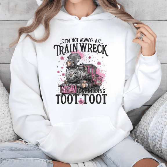 Train Wreck Graphic Tee T-Shirt Top Hooded long-sleeved Cotton Breathable and well-fitting White,S-2XL