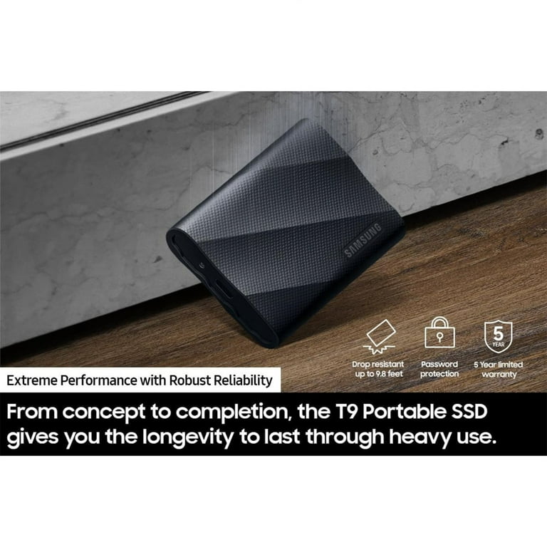 Samsung MU-PG2T0B/AM T9 2TB Portable SSD, USB 3.2 Gen 2x2 2,000 MB