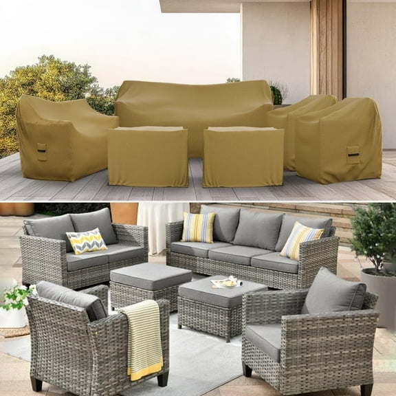 Patio Furniture Cover for 6-Piece Furniture Set, Water UV & Weather resistant Cover for 7 Person Seating Group 