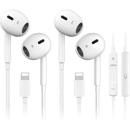 2-Pack for iPhone Headphones Wired Earbuds,Built-in Microphone & Volume Control, Earphones Compatible with iPhone 14/13/12/11/XR/XS/X/8/7/SE/Pro/Pro Max, in-Ear Headphones for All iOS Devices