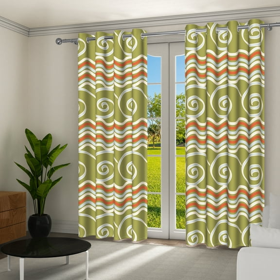 Aofoto Blackout Curtains Wave Line Embossed Grommet Curtains for Living Room/Bedroom,2 Panels,Green,42x96 inches