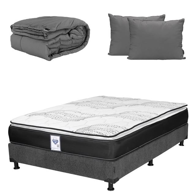 Colchón Matrimonial Spring Air Premier + Box + Almohada 2Pack + Edredon