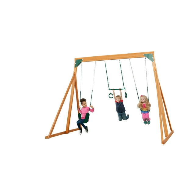 Trailside Cedar Columpio con Columpios y Barra Trapecio, Todo de Madera, Herrajes E Instrucciones de Montaje Incluidos